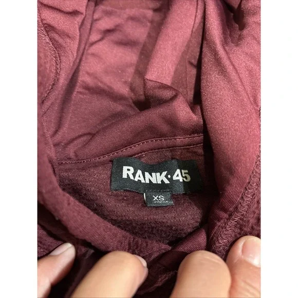 Rank 45 Hoodie Womens Xs BurgundyPockets Hooded Pullover Sweatshirt - Picture 4 of 9